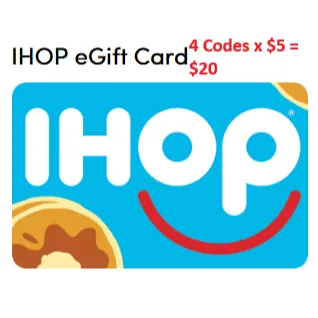 $20.00 USD (4 x $5)  ihop Gift Cards at just $13.33 only