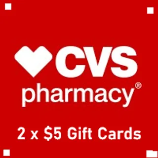 $10.00 USD (2 x $5) CVS Pharmacy Gift Cards at just $7