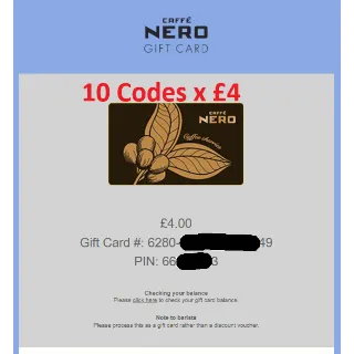 £40.00 GBP (10 x £4) Caffe Nero at Just $33 USD