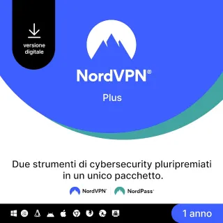 NordVPN Plus, 1-Year, VPN e Software Password Manager, Codice Digitale
