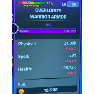 Epic overlords warrior armor 