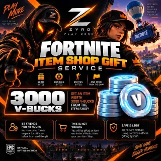3000 V-Bucks | Fortnite 3000 Vbucks Gifting