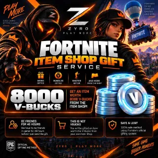 8000 V-Bucks | Fortnite 8000 Vbucks Gifting