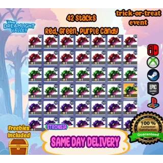 42 Stacks of Red, Green, Purple Candy 💎 Disney Dreamlight Valley 💎 SAME DAY DELIVERY💎 