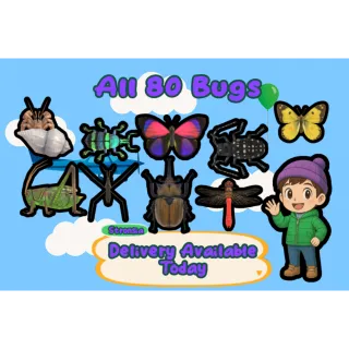 All 80 Bugs 🟢SAME DAY DELIVERY🟢100% Security || ACNH ||{Freebies Included}