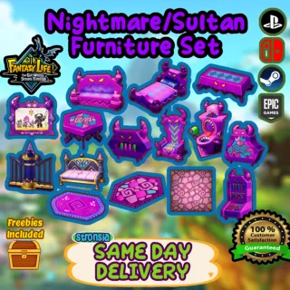 Nightmare/Sultan Furniture Theme Bundle || 🟢SAME DAY DELIVERY🟢 || Fantasy Life i: The Girl Who Steals Time