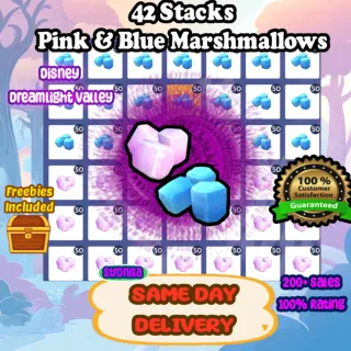 42 Stacks of Blue and Pink Marshmallows 💎SAME DAY DELIVERY 💎