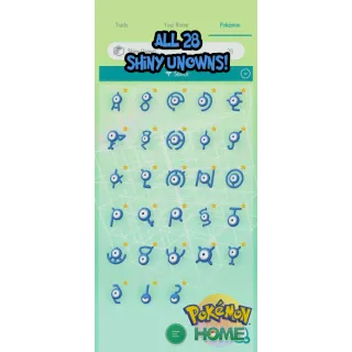 All 28 SHINY or Non-Shiny Unown Pokemon || Pokemon HOME 