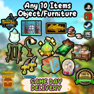 Any 10 Objects/Furniture Items Bundle || 🟢SAME DAY DELIVERY🟢 || Fantasy Life i: The Girl Who Steals Time