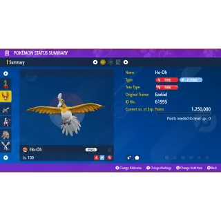 Shiny Ho-Oh🟢SAME DAY DELIVERY🟢Pokémon Scarlet and Violet|| Shiny, EVs, IVs, Battle Ready