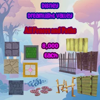 💎 All Fences and Road Paths 5,000 Each 💎 DELIVERY TODAY 💎 Disney Dreamlight Valley