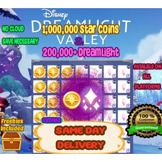 1 Million Star Coins + 200,000 Dreamlight 💎Disney Dreamlight Valley 💎 SAME DAY DELIVERY💎Dream Shard Crafting