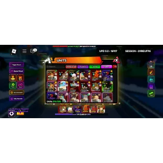 Anime Vanguards Game Account | 11 Monarch Mid-High Tier