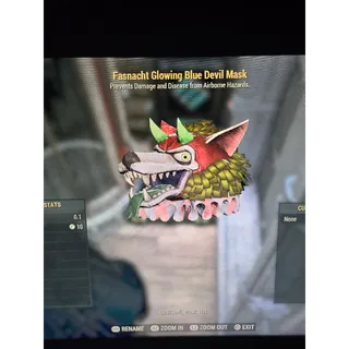 Glowing blue devil mask