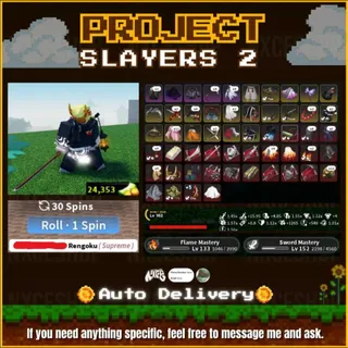 👑 Account unverified | Lvl 162 | Clan 0.1 : Rengoku | Flame Breathing | Demonic lantern +5 | Project Slayers 2 🔥✅