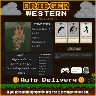 👑 Account unverified. | Golden Experience Requiem ( GER ) | Moola 160k++ | bridger: WESTERN🔥✅