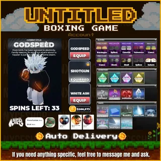 👑 Account unverified. GODSPEED , SHOTGUN , WHITE ASH | 3 Game Pass | Untitled Boxing Game | 🔥✅