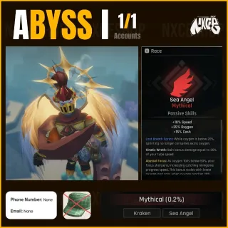 👑 Account unverified. Lvl 1 | Race : Sea Angle 0.2 | Abyss 🔥✅