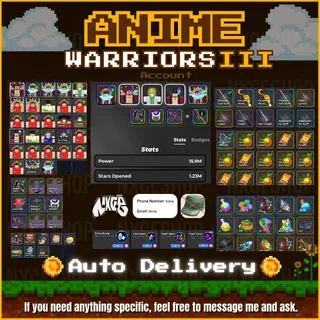 👑 Account unverified. Power 15.9 m ++ | x 4 Gamepass | Nice Team | Anime Warriors III 🔥✅
