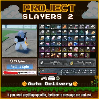 👑 Account unverified | Lvl 188 | Clan Mythic : Agatsuma | Thunder Breathing | Project Slayers 2 🔥✅