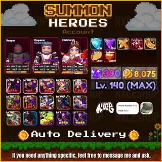 👑 Account unverified. Lvl. 140 Max | Mythic 0.1 x 3 | Nice Stat | Summon heroes🔥✅