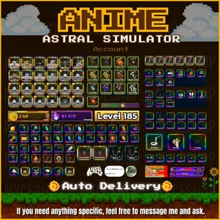 👑 Account unverified. Lvl.185 | TOP 1 RANK POWER | Power 81.8 BZ ++ | All Gamepass | Anime Astral Simulator