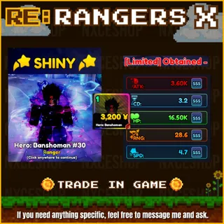 👑 Shiny Shinra | Shiny Hero : Banshoman Ranger # 30.. | Stat Full SSS+ |Trade in game | Re:Rangers X 🔥✅