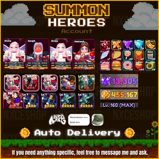 👑 Account unverified. Lvl. 160 | Unit Mythic 0.1 x 4 | Stats Full X | Divine x 3 | Cash 450K++ | Summon heroes🔥✅