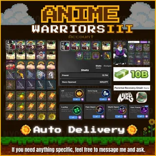 👑 Account unverified. Power 13.7 m ++ | x 6 Gamepass | Cash 10 B | Anime Warriors III 🔥✅