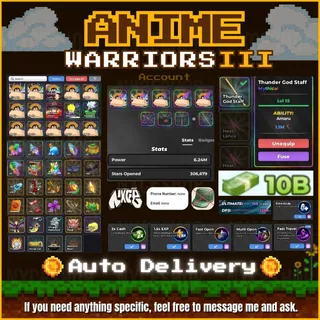 👑 Account unverified. Power 6.2 m ++ | x 5 Gamepass | Cash 10 B | Anime Warriors III 🔥✅