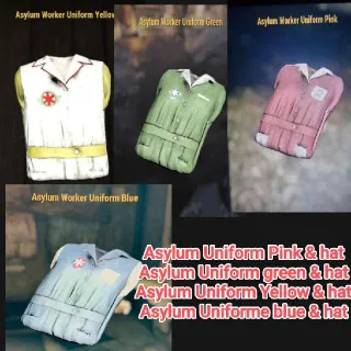 Asylum Uniform Yellow, Green , Blue, Pink & Hat