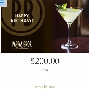 Pappa's food chain $200 gift card