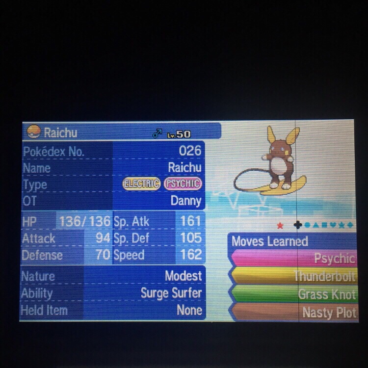 Shiny 6iv Shiny Alolan Raichu Pokemon Sun And Moon 3ds