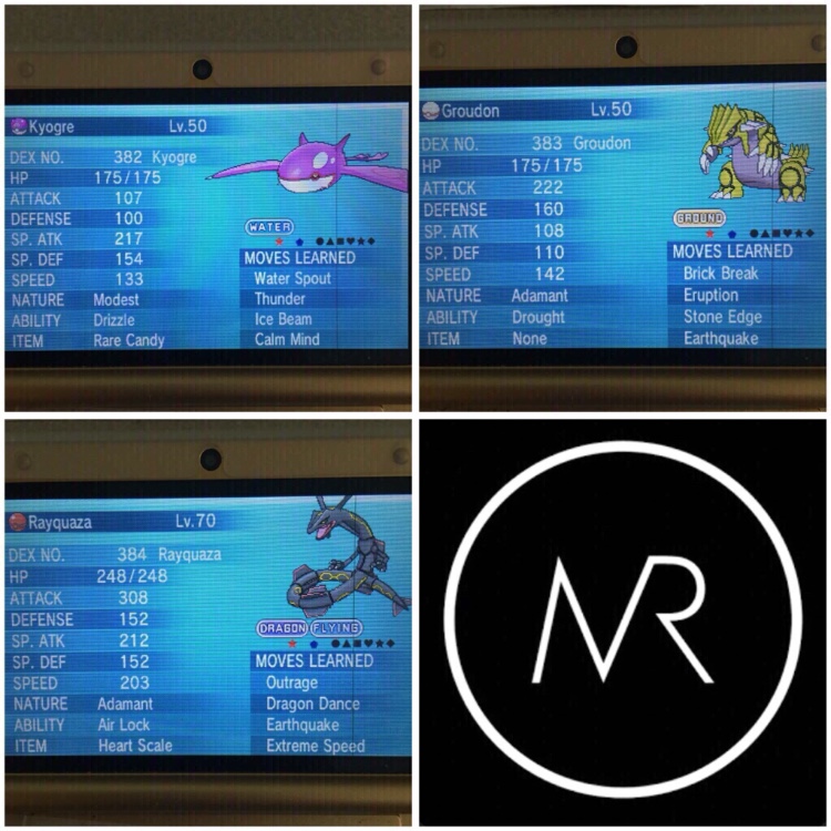 Shiny Hoenn Trio Kyogre, Groudon & Rayquaza Pokemon X, Y, Omega Ruby or  Alpha Sapphire 3DS ORAS  - Gameflip