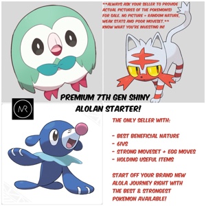 Alola Starters: Rowlet, Litten, Popplio • Competitive • 6IVs • Level 1