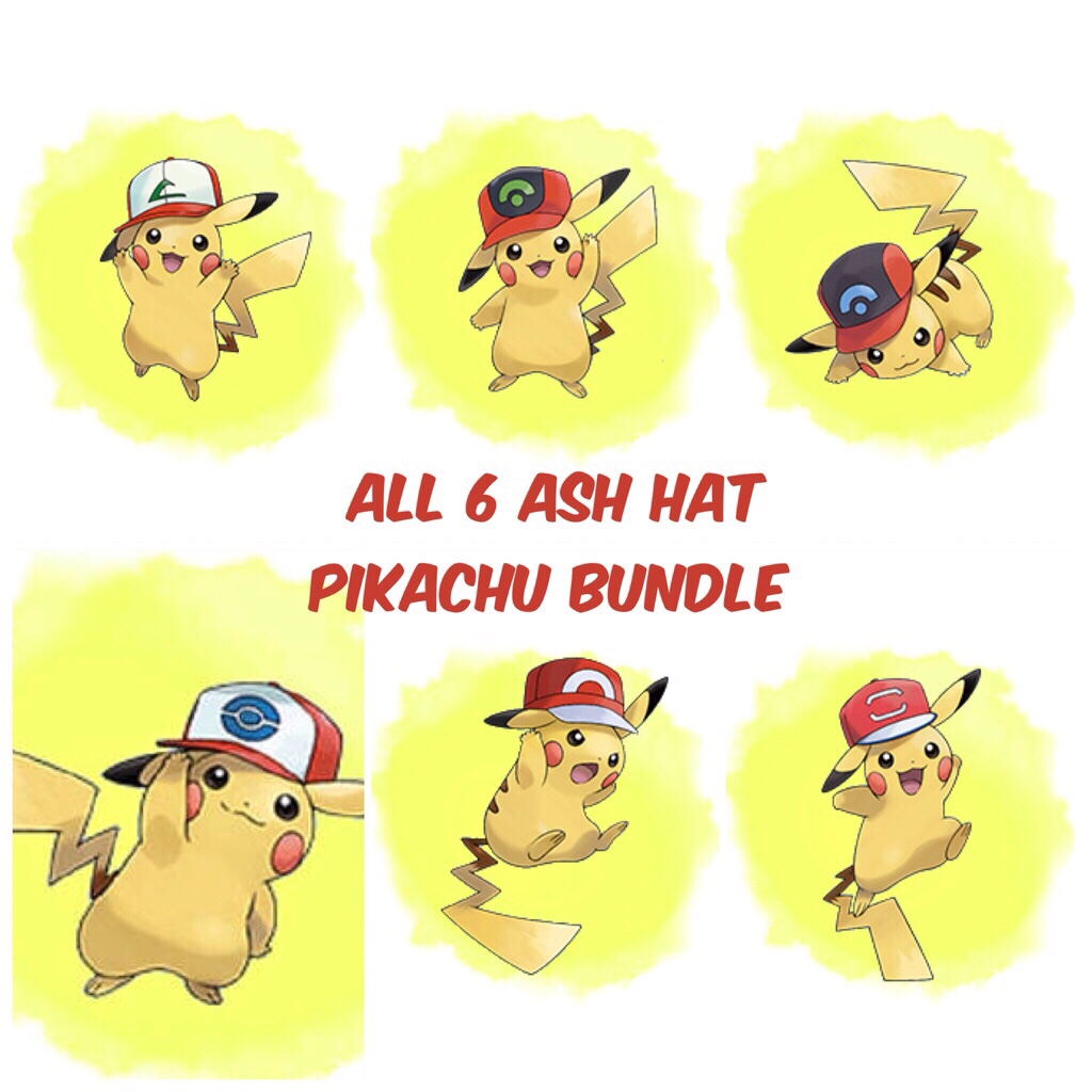 All 6 Ash Hat Pikachu Bundle Pokemon Sun And Moon 3ds