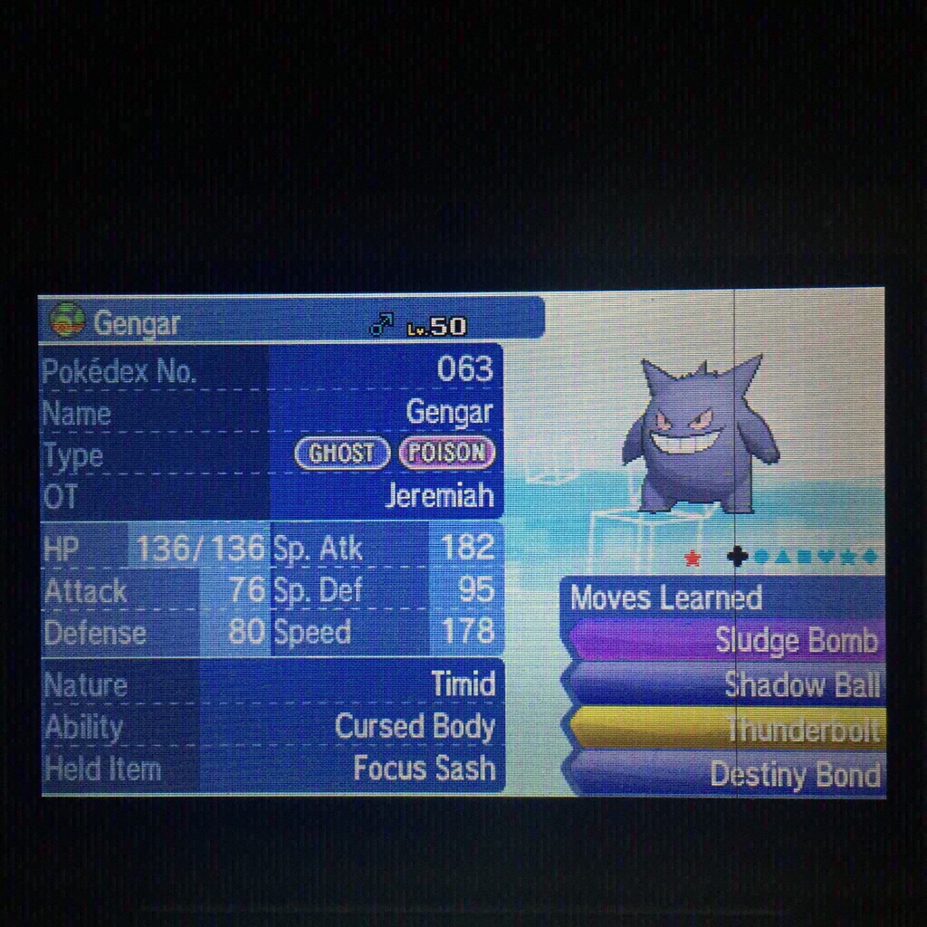 Shiny 6IV Mega Gengar Sun and Moon 3DS Nintendo Alola Alolan - 3DS Games - Gameflip