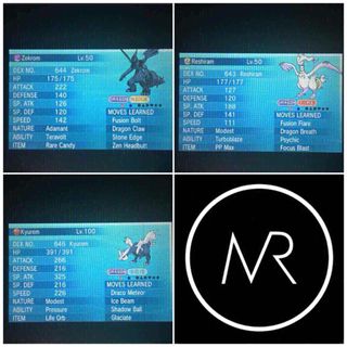 Shiny Event Zekrom, Reshiram & shiny Kyurem Pokemon X, Y, Omega Ruby &  Alpha Sapphire 3DS OR - Gameflip