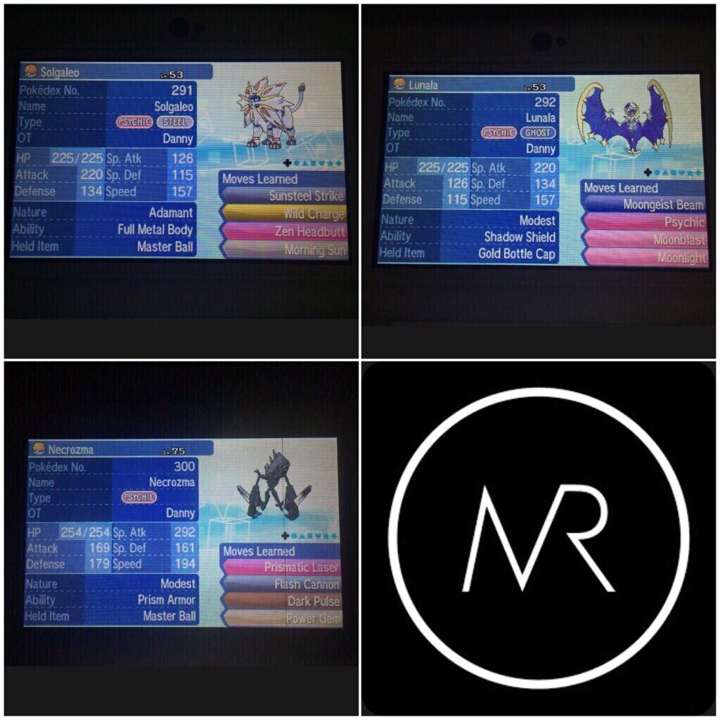 Shiny Necrozma, lunala and Solgaleo for Pokemon Sword and Shield + 3  Masterballs