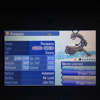 Shiny 6IV Mega Rayquaza Pokemon Sun and Moon 3DS Nintendo Alola