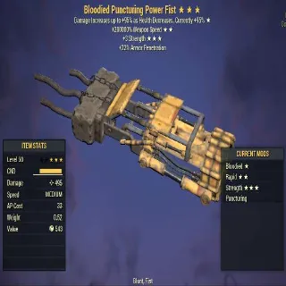Bloodied Power Fist（40% faster swing speed) (+3 Strength)