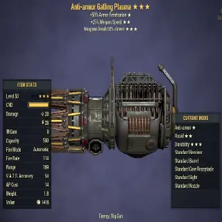 Gatling Plasma | LVL 50 | Anti-Armor, Rapid, Durability | God Roll