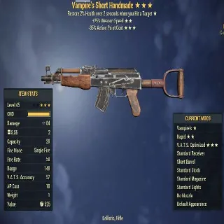 Handmade | LVL 45 | Vampires, Rapid, Vats Optimized | God Roll