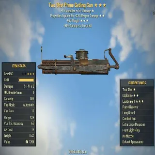 Two Shot Explosive Gatling Gun (Weapon weights reduced by 90%)
