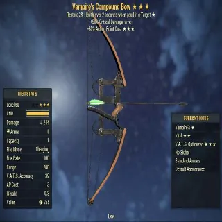 [PC]Vampire's Compound Bow (+50% VATS hit chance, 35% less VATS AP cost)