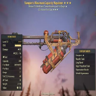 Missing Stars Weapon | LVL 50 | Napalmer |Vampires- ? -Vats Optimized | Missing Effects