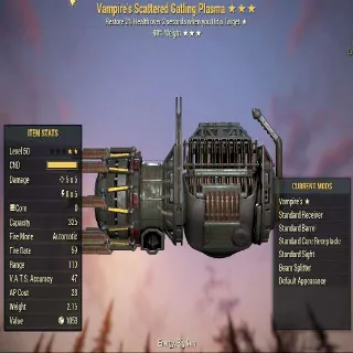 Missing Stars Weapon | LVL 50 | Gatling Plasma |Vampires - ? -90% Weight | Missing Effects