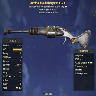 Vampire's Alien Disintegrator (25% faster fire rate, 35% less VATS AP cost)