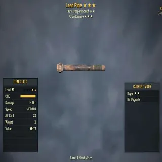 Missing Stars Weapon | LVL 40 | Lead Pipe | Rapid-Endurance