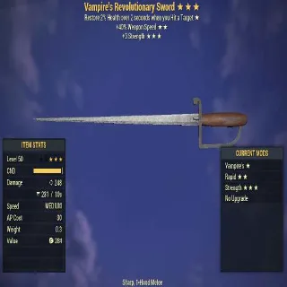 Vampires \ +40% weapon speed \ +3 Str Revolutionary sword